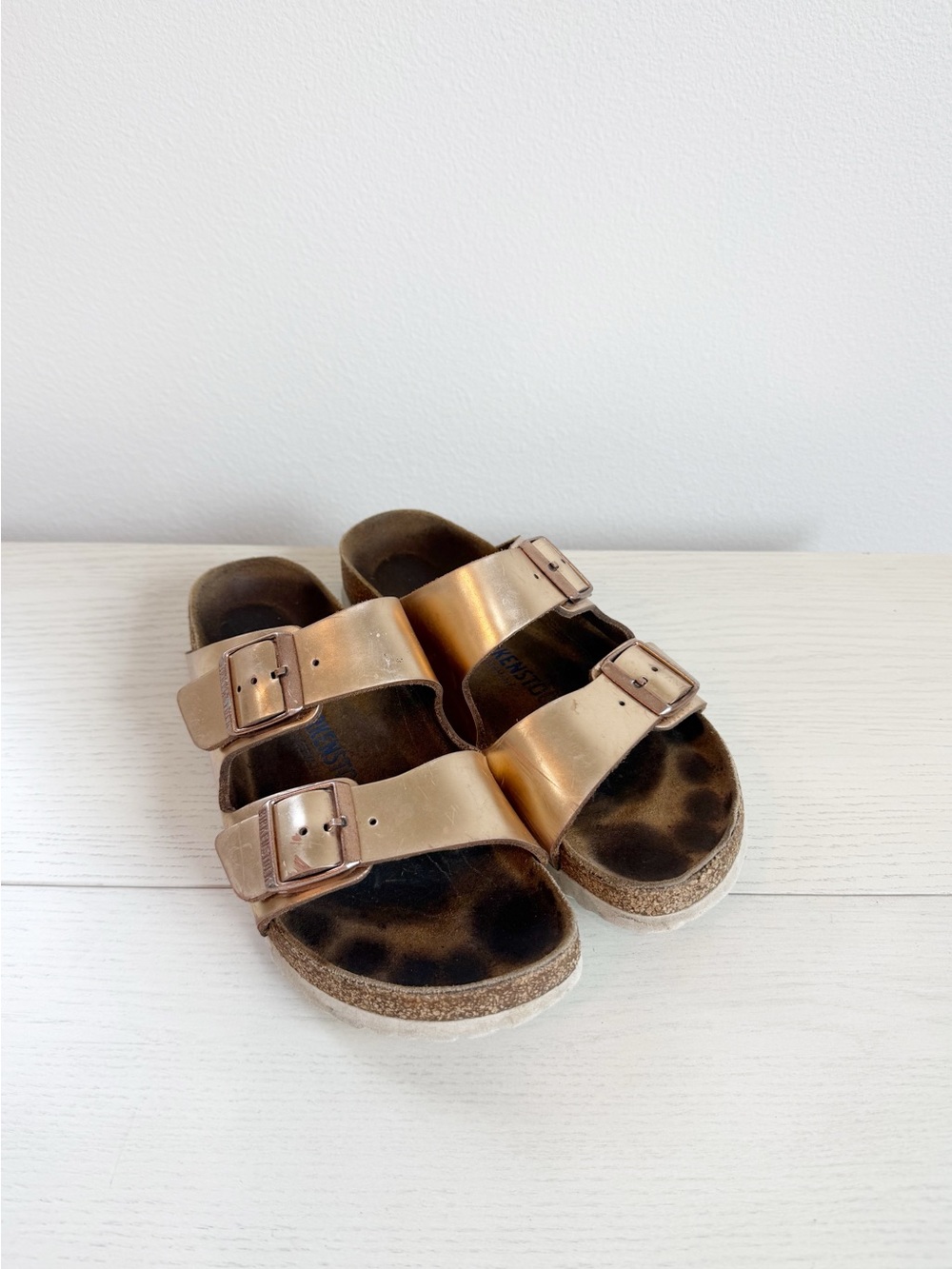 Birkenstock Arizona Metallic Gold Leather Sandals Summer Beach Women’s 9 / EU 40